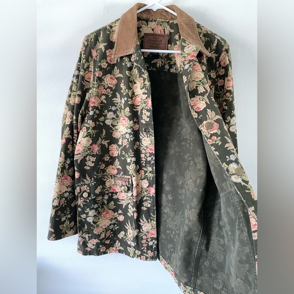 VINTAGE 90s RALPH LAUREN Floral Barn Coat Size M Jacket Chore Cottagecore - Picture 10 of 12